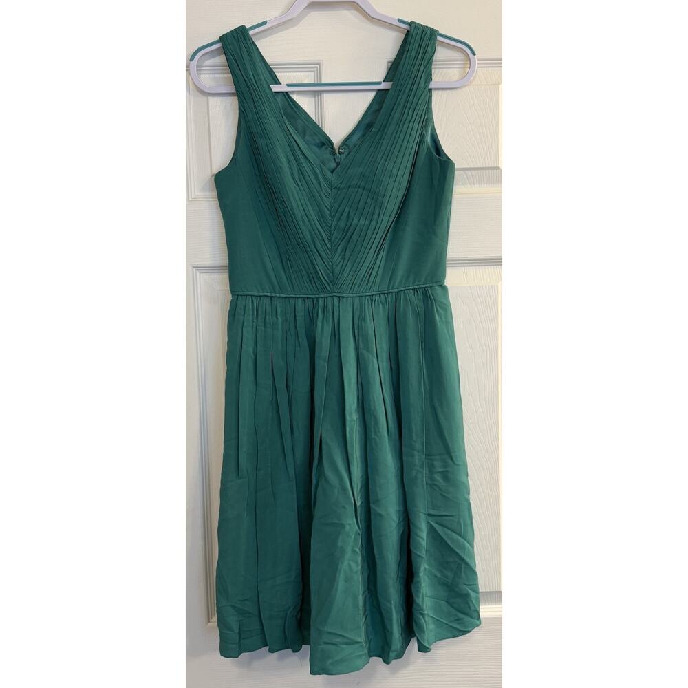 Boden Swishy Serena Dress Sz‎ 4 Sleeveless Green Fit Flare Easter Wedding Guest